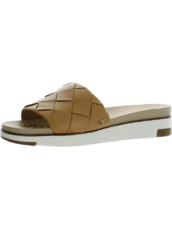 ADALEY Womens Leather Flat Pool Slides