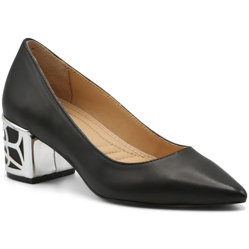 Adrienne Vittadini Womens Flori Faux Leather Pointed Toe Pumps