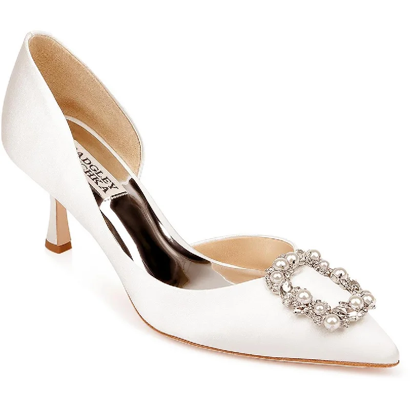 Badgley Mischka Womens Fabia Satin Embellished Pumps