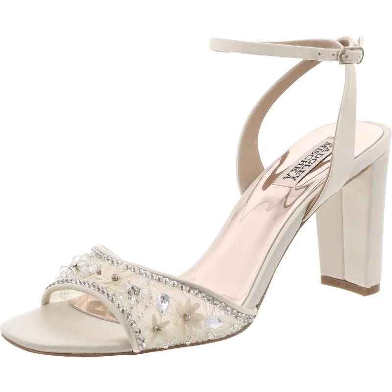 Badgley Mischka Womens Leather Embellished Ankle Strap