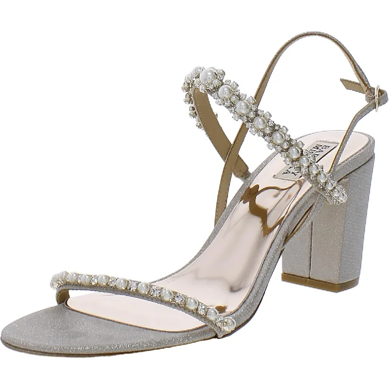 Badgley Mischka Womens Natasha Glitter Embellished Slingback Heels