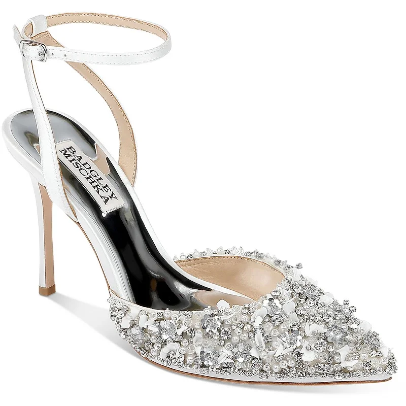 Badgley Mischka Womens Nicolite Satin Embellished Pumps