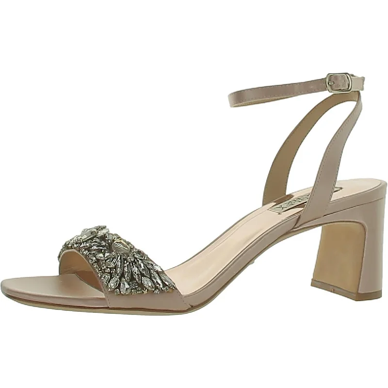 Badgley Mischka Womens Satin Adjustable Block Heels