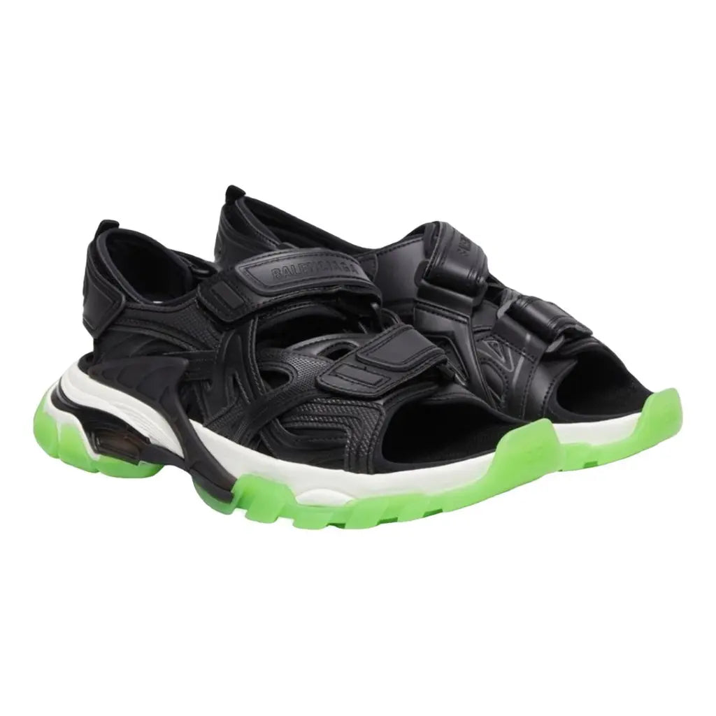 Balenciaga Track Sandal 'black, White And Green Sole'