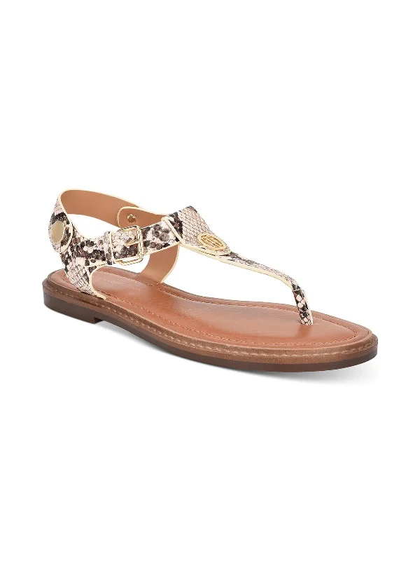 Bennia Womens Faux Leather Sling Back Thong Sandals