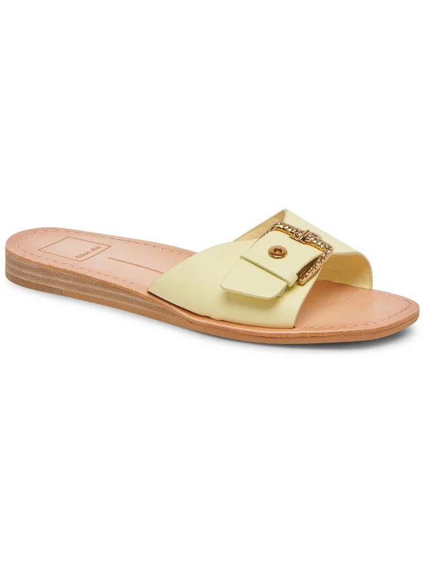 CABANA Womens Leather Slip On Slide Sandals