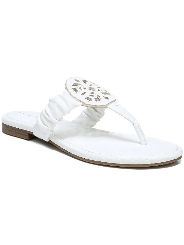 Camara Womens Faux Leather Slide On Thong Sandals