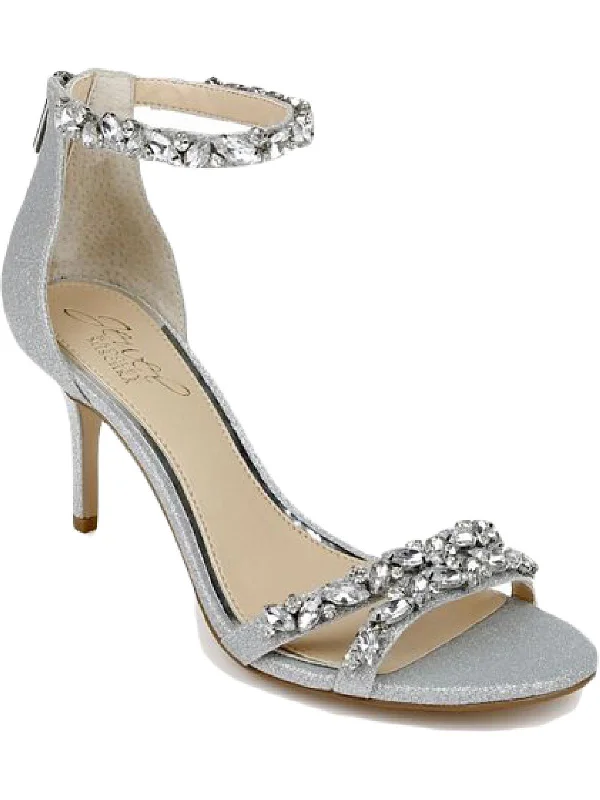 Caroline Womens Rhinestone Ankle Strap Dress Sandals