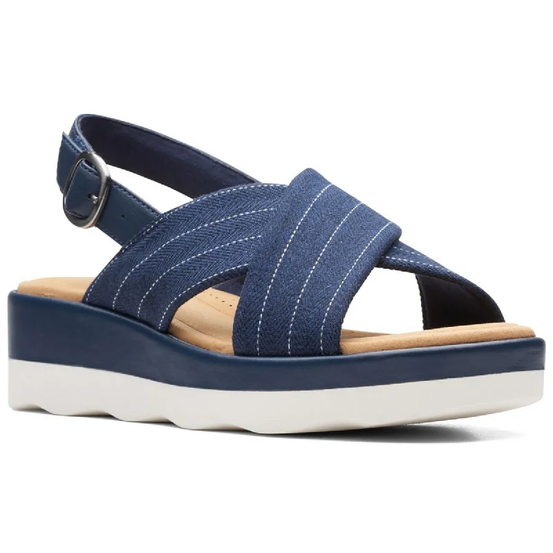 Clarks Womens Clara Cove Slip On Open Toe Wedge Sandals