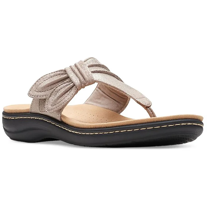 Clarks Womens LAURIEANN RA Faux Leather Thong Sandals Flatform Sandals