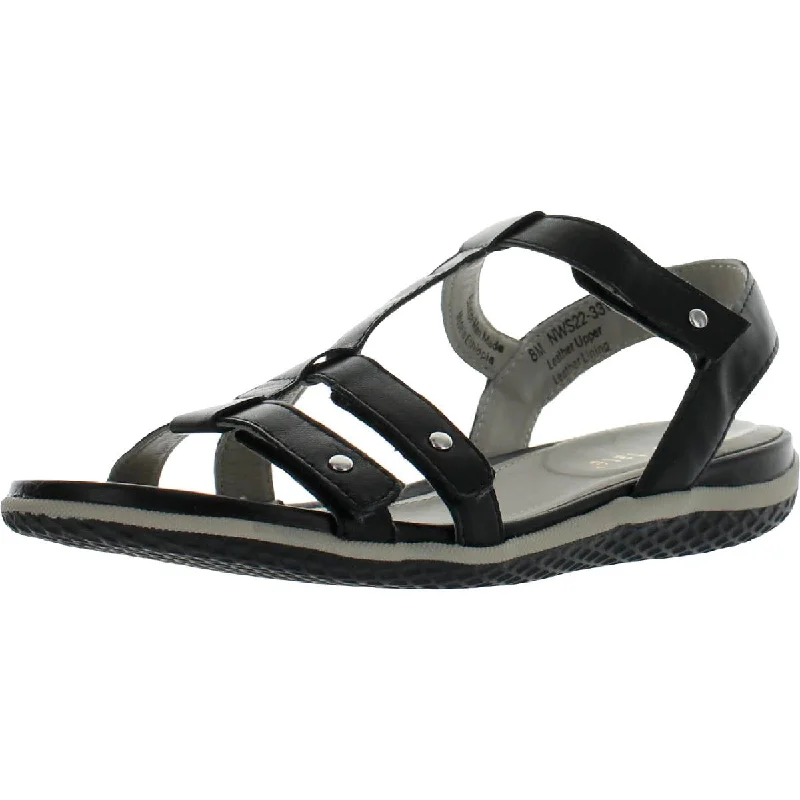 David Tate Womens Mate Leather Cushioned T-Strap Sandals