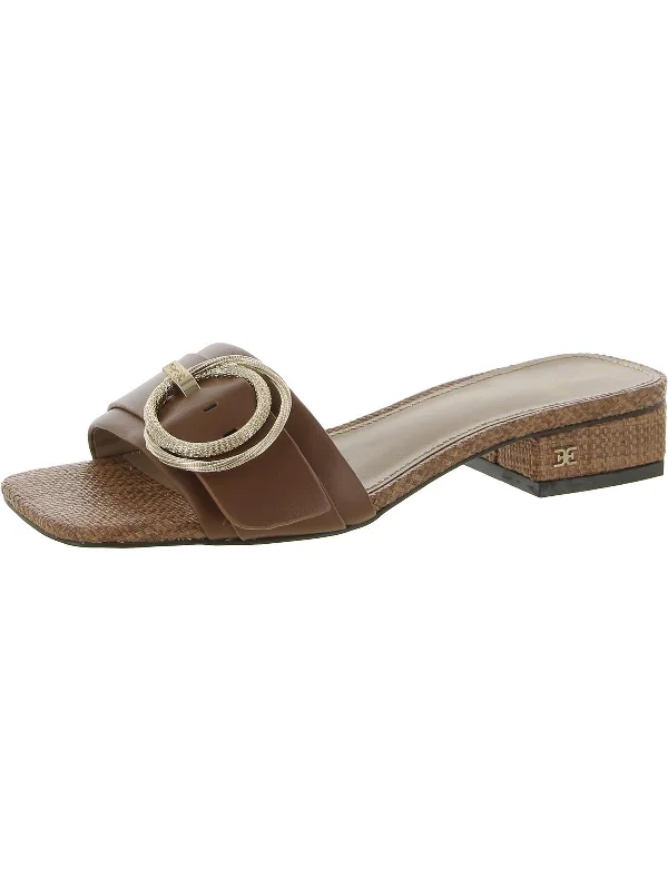 Delfi Womens Leather Slip On Slide Sandals