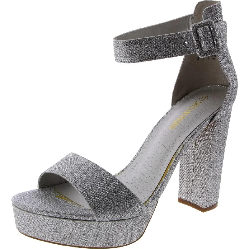 Dream Pairs Womens Hi Lo Metallic Ankle Strap Platform Heels