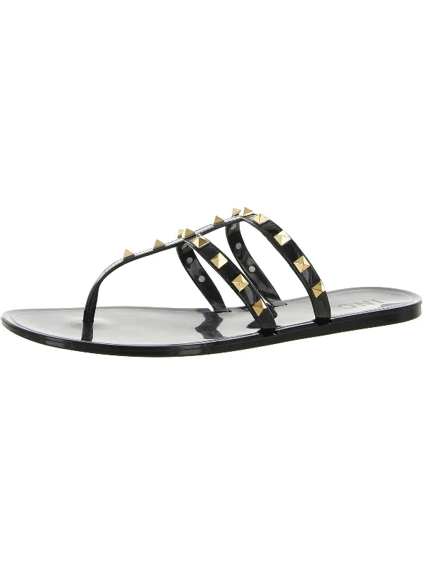 Ellie Womens Patent Flip-Flop Thong Sandals