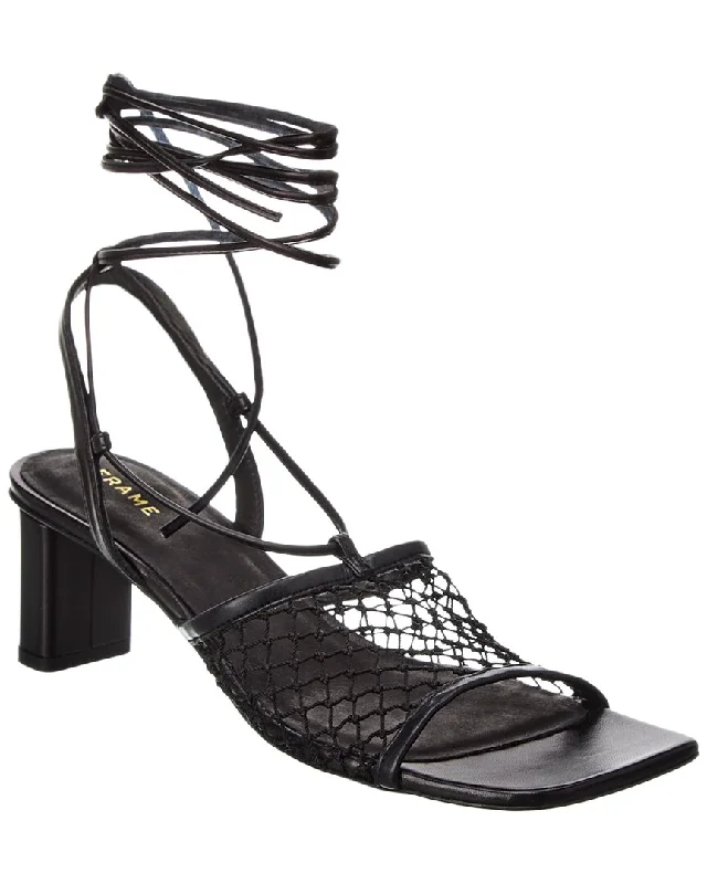 FRAME Denim Le Adelaide Crochet & Leather Lace-Up Sandal