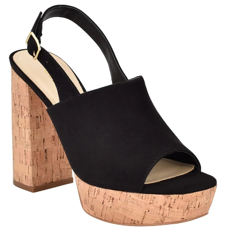 Guess Womens Caleesi Block Heel Cork Platform Heels