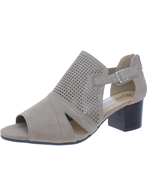 Illiana Womens Faux Suede Open Toe Block Heels