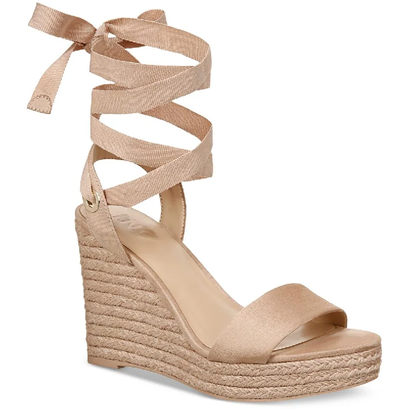 INC Womens Maxx Faux Suede Open Toe Wedge Sandals