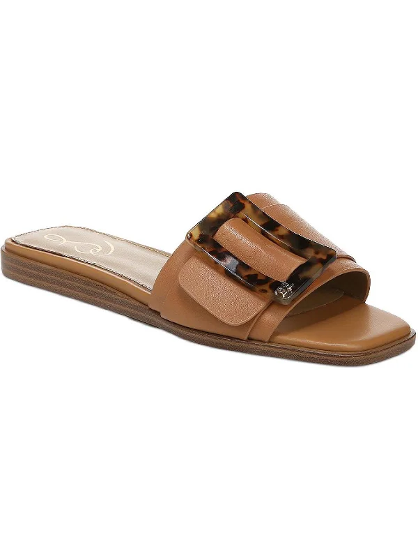 Inez Womens Buckle Square Toe Slide Sandals