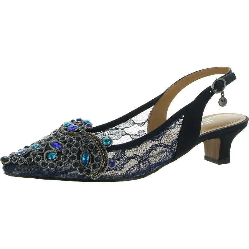 J. Renee Womens Strovanni Applique Embroidered Kitten Heels