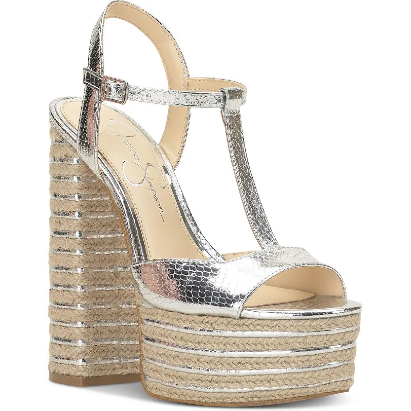 Jessica Simpson Womens Ameeka Faux Leather Snake Print Platform Sandals