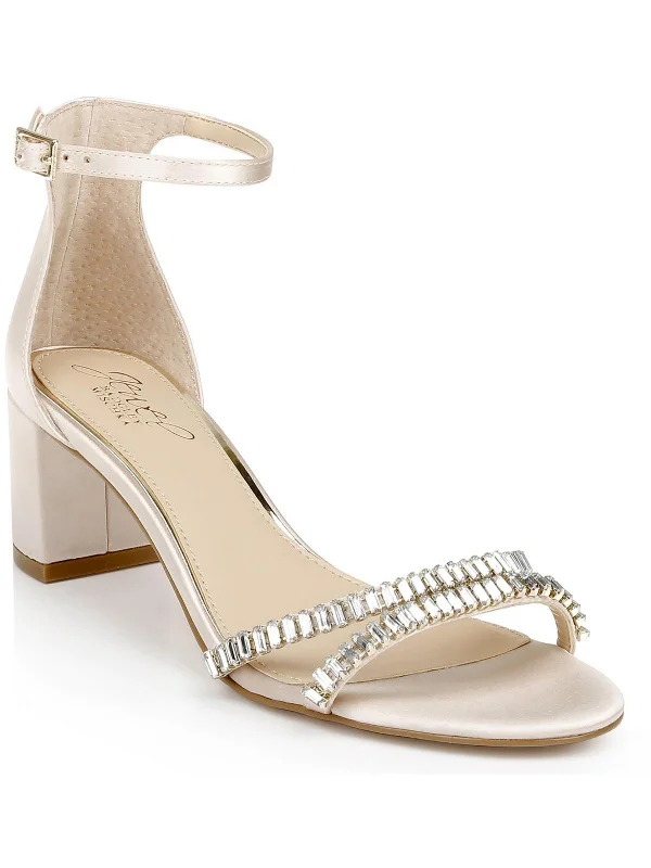 Joanne Womens Satin Embellished Ankle Strap