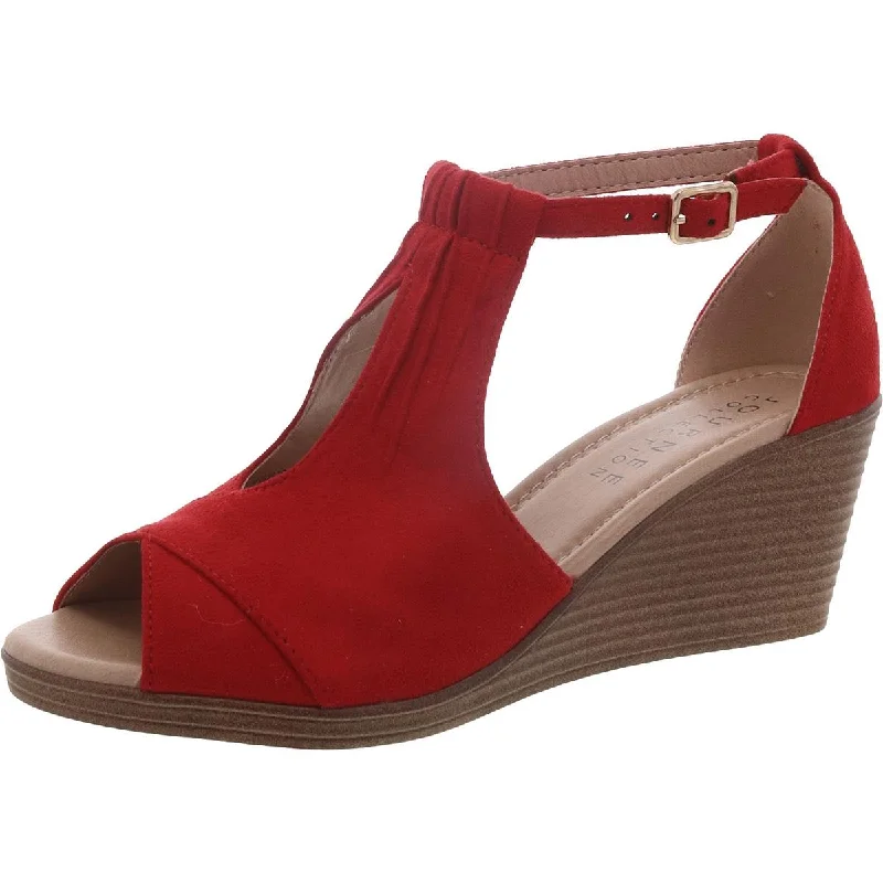 Journee Collection Womens Faux Suede Ankle Strap Wedge Heels