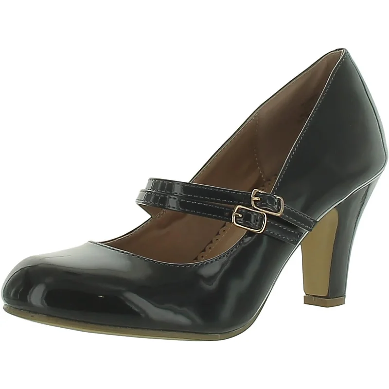 Journee Collection Womens Patent Round Toe Mary Jane Heels