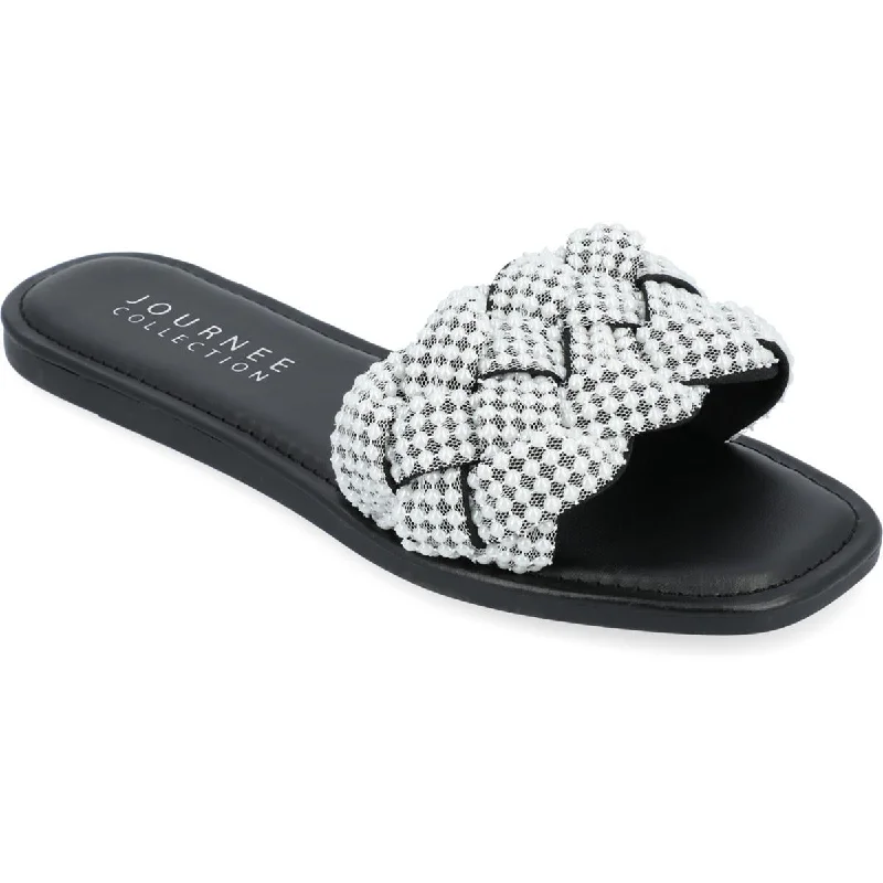 Journee Collection Womens RAILLEY Square Toe Braided Slide Sandals