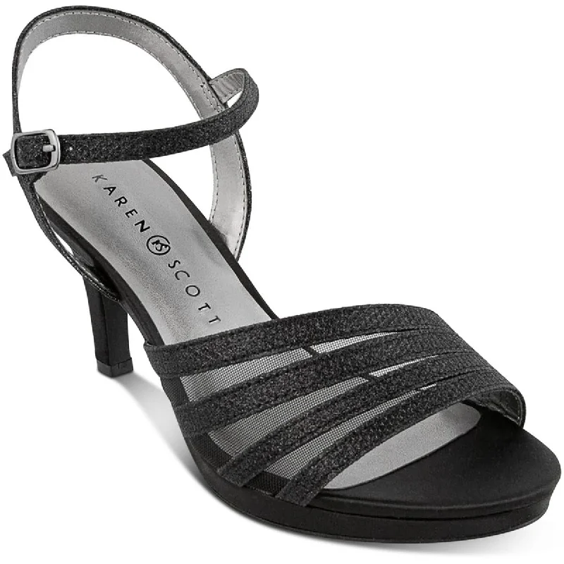 Karen Scott Womens Darlaa Metallic Glitter Ankle Strap