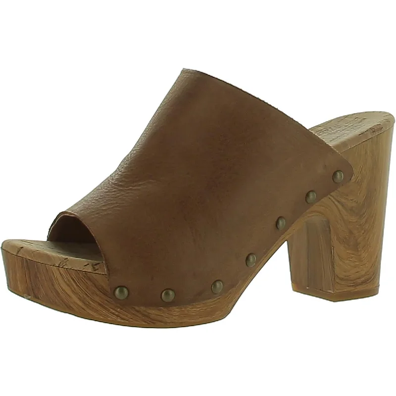 Kork-Ease Womens Leather Peep Toe Mules