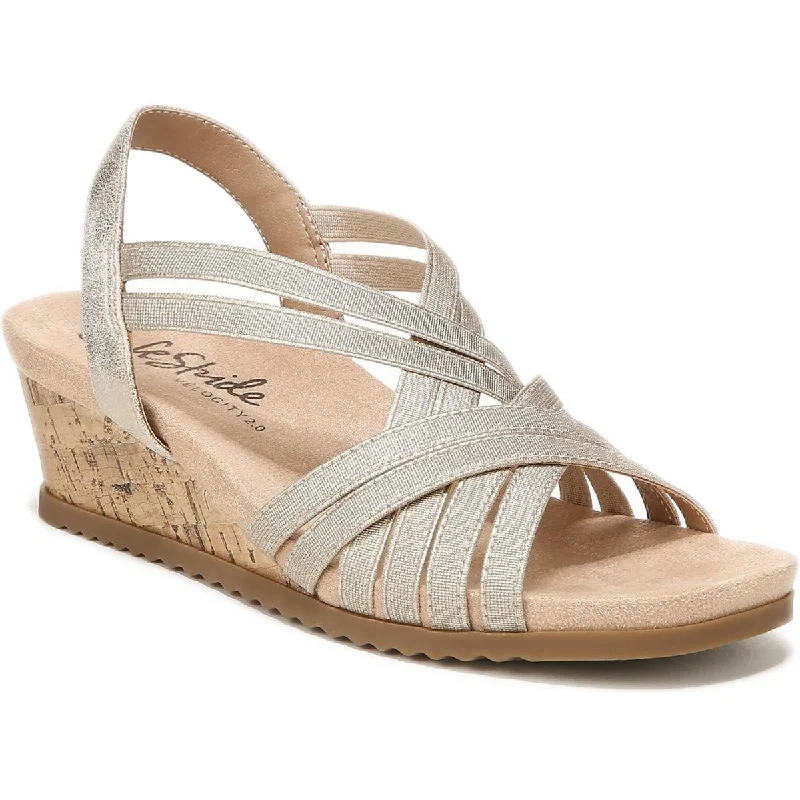 LifeStride Womens Stellar Strappy Cork Wedge Sandals