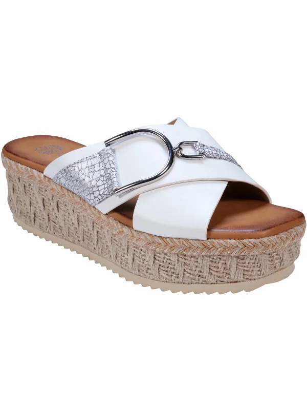 Lindsey Womens Faux Leather Slip-On Espadrilles