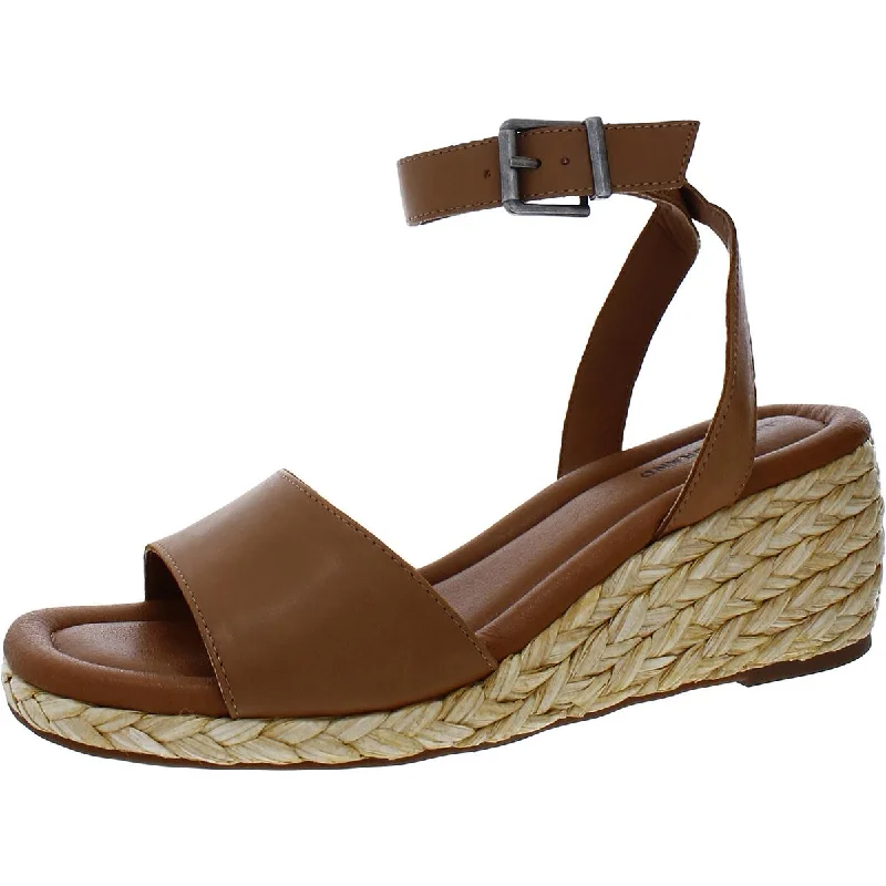 Lucky Brand Womens Nalmo Leather Ankle Strap Wedge Sandals