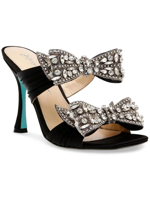 Midge Womens Satin Rhinestone Heels