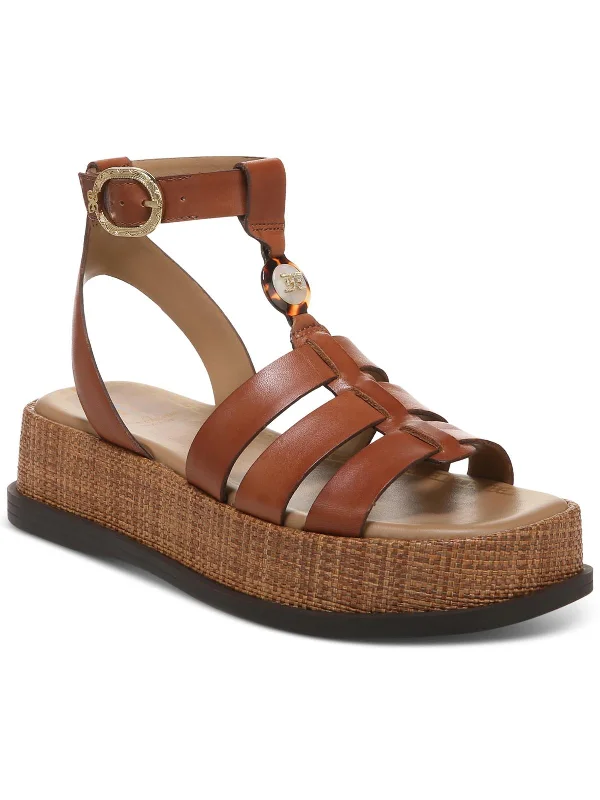 Naima Womens Faux Leather Square Toe Platform Sandals