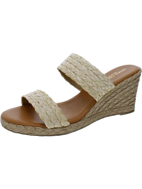 Nolita Raffia Womens Espadrille Slip On Wedge Sandals