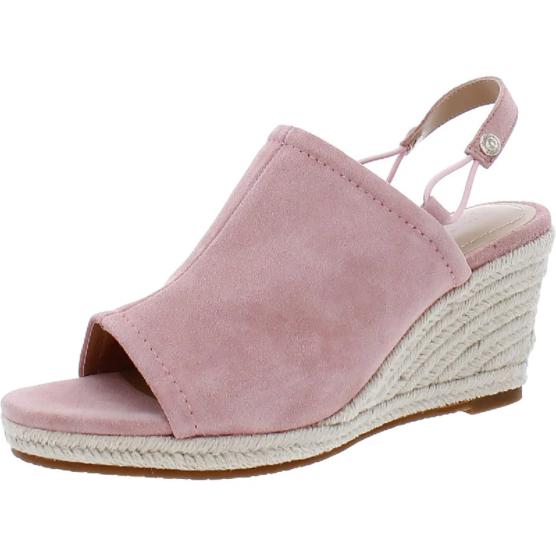 NYDJ Womens Cai Suede Peep-Toe Wedge Sandals