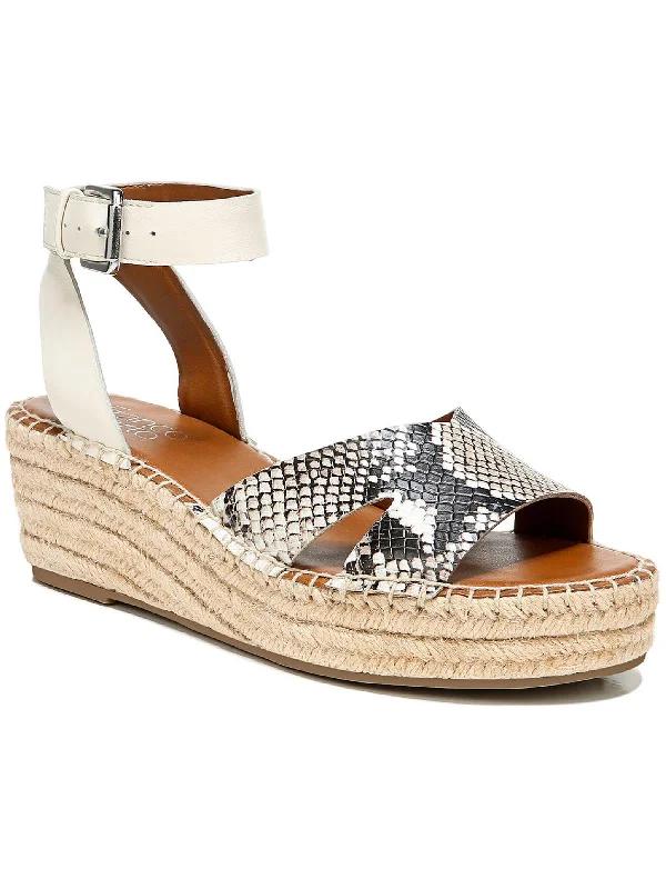 Pellia 2 Womens Leather Snake Print Wedge Sandals