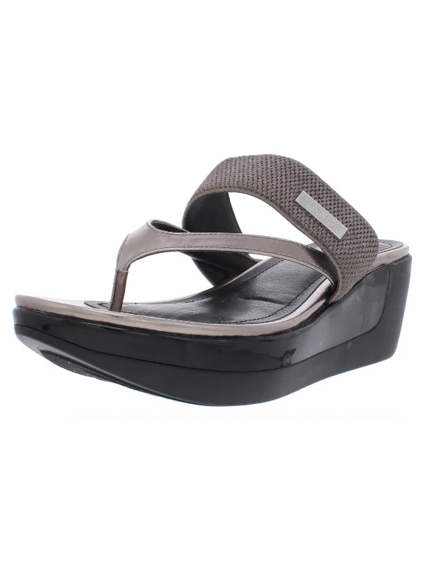 Pepea Cross Womens Patent Platform Wedge Sandals