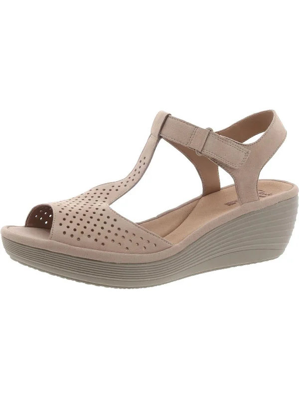 Reedly Waylin Womens Leather Perforated Wedge Sandals