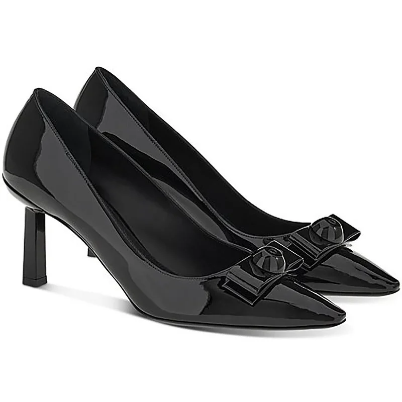 Salvatore Ferragamo Womens Patent Leather Kitten Heel Pumps