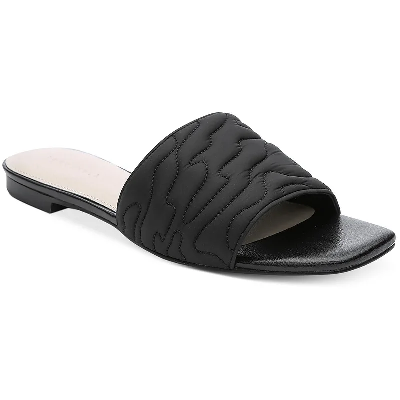 Sanctuary Womens Club 2.0 Leather Quilted Slide Sandals