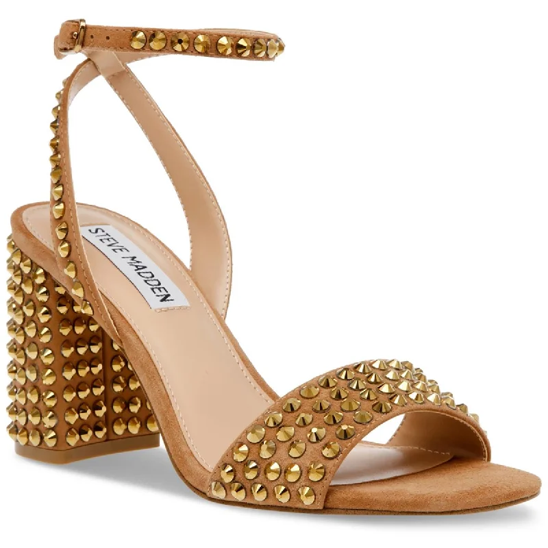 Steve Madden Womens Domini Leather Studded Ankle Strap