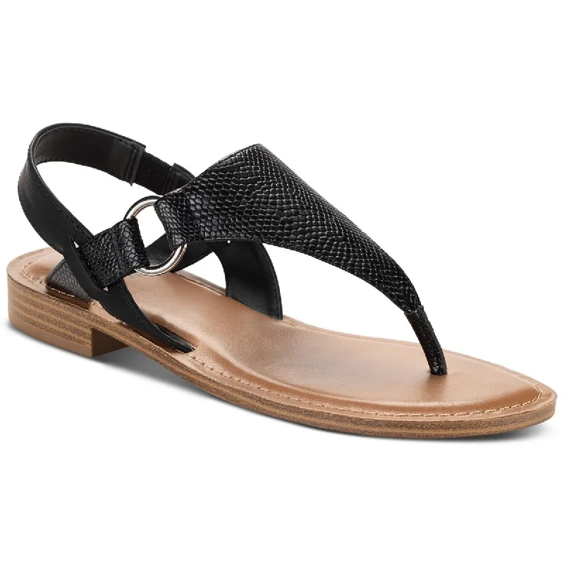 Style & Co. Womens Blairee Faux Leather Casual Thong Sandals