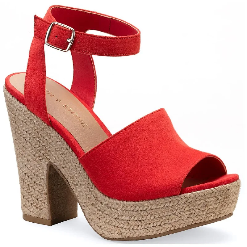 Sun + Stone Womens Fey Faux Suede Espadrille Heels