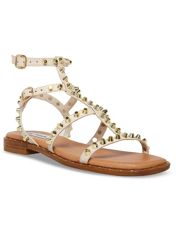 Sunnie Womens Faux Leather Studded Slingback Sandals