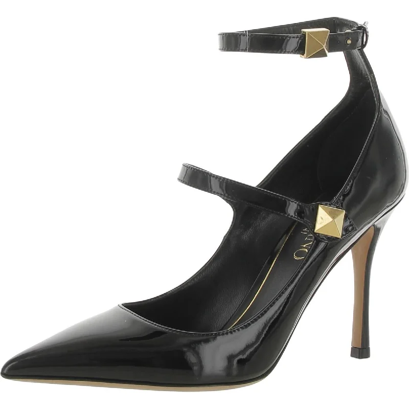 Valentino Garavani Womens Patent Leather Embellished Ankle Strap