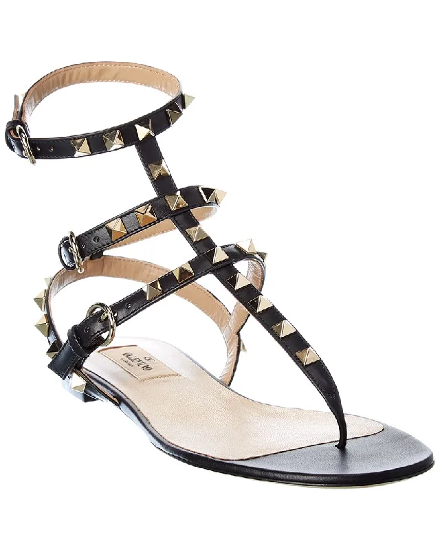 Valentino Rockstud Caged Leather Ankle Strap Sandal