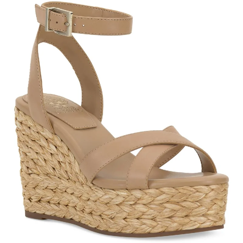 Vince Camuto Womens Fettana Leather Criss-Cross Wedge Sandals